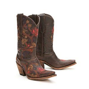 Lucchese Brown and Red Heeled Boots